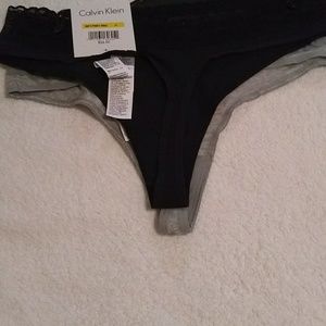 CALVIN KLEIN QP1798 Lace Logo Waist THONGS PANTIES